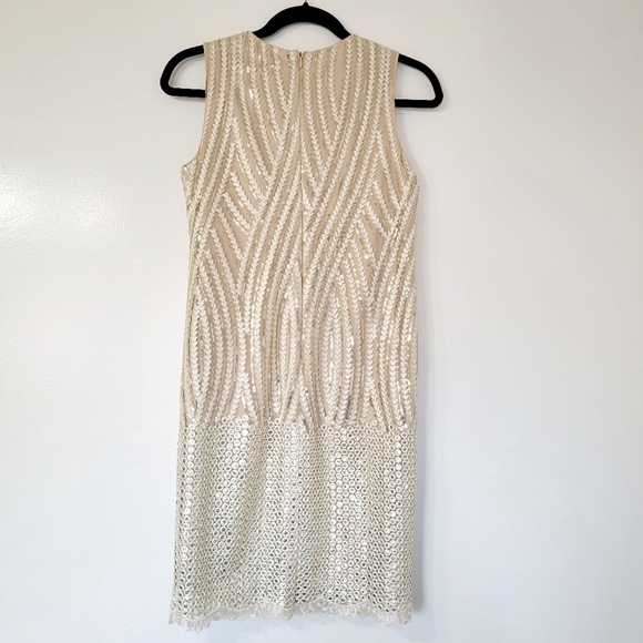 Belle Badgley Mischka Phoebe Gold Sequins Mini Dress Size 2 - Picture 3 of 12